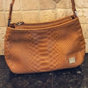 Liz Claiborne Faux Snake Skin Tan Crossbody Purse